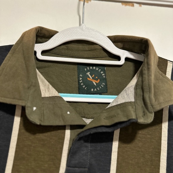 VTG  90s Y2K Mens Sz: XL Ferruche Rugby Top Long Sleeve Vertical Stripe Polo Top - Picture 8 of 12